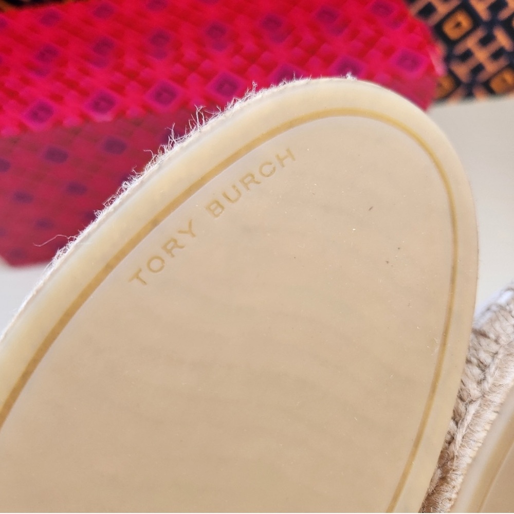 Tory Burch White Espadrilles with Brown Logo - Picture 3 of 5
